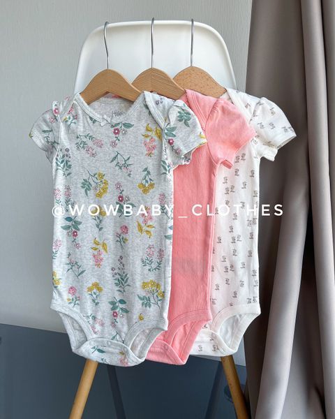 Набір боді organic cotton з квітами для дівчаток ✅24м (81 - 86 см). 000410 фото